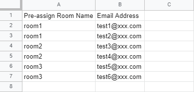 Zoom Preassign BreakOut Rooms Template Example View in CSV format