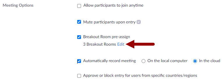 Click Edit in Breakout Room