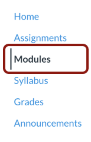 Screenshot of Modules in Course Navigation Menu