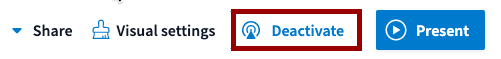 Screenshot of the Deactivate button