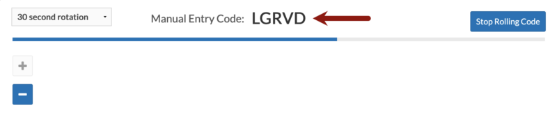 Screenshot of rolling code displayed on the screen